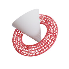 3d red wireframe torus, abstract shapes transparent background