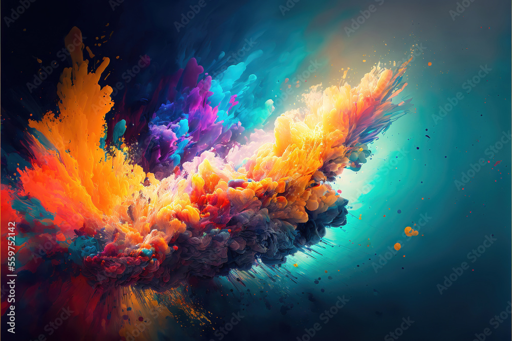 Canvas Prints abstract colorful paint explosion background, generative ai