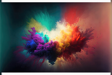 abstract colorful paint explosion background, generative ai