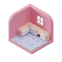 3d render of a house isometric transparent