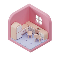 3d render of a house isometric transparent