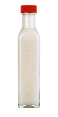 Garlic sauce in a glass bottle