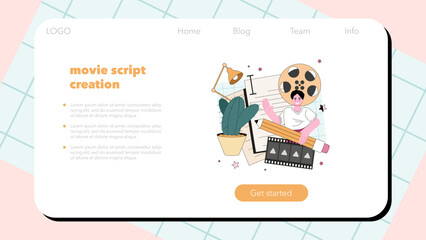 Screenwriter web banner or landing page. Playwright create
