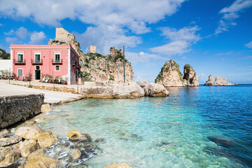 Beautiful bay near Scopello village, Sicily island, Italy. Popular travel destination