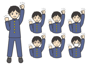 男子学生 ガッツポーズ 02