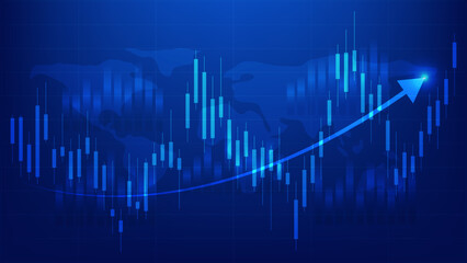 Economy and finance background concept. financial business statistics stock market candlesticks and bar chart