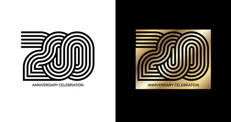 Bicentennial. Gold and black numbers. Poster template for bicentennial celebration. Vector illustration. 