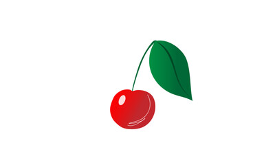 Red cherry Isolated. Cartoon fruit style icon Vector illustration