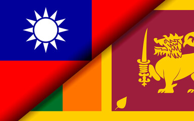 Flags of Taiwan and Sri Lanka divided diagonally