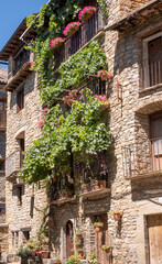 House of a typical beautiful villages of Spain - Ainsa Sobrarbe ,Huesca province, Pirenei mountains. High quality photo
