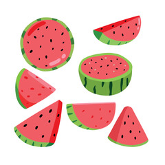 Slice Of Watermelon Cartoon. Vector Food Fruit isolated on white background