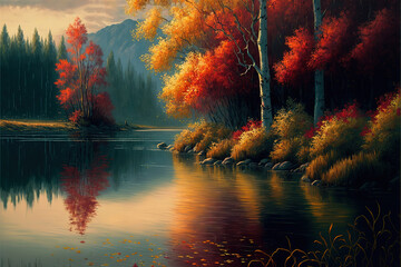 autumn landscape illustation