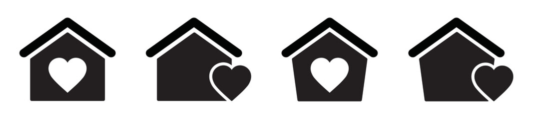 House and heart icon. Love home symbol, vector illustration