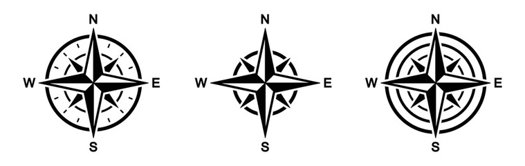 Compass icon set. Wind rose icon, Vector illustration