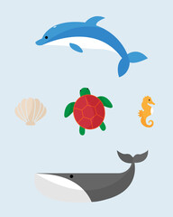 Set of sea creatures 