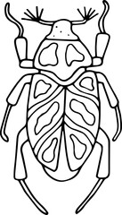 Hand drawn beetle icon in doodle style. Vector children's illustration for coloring.
