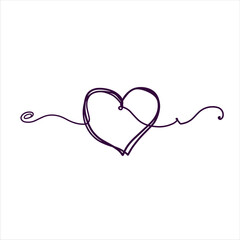 One line heart drawing. Romantic symbol