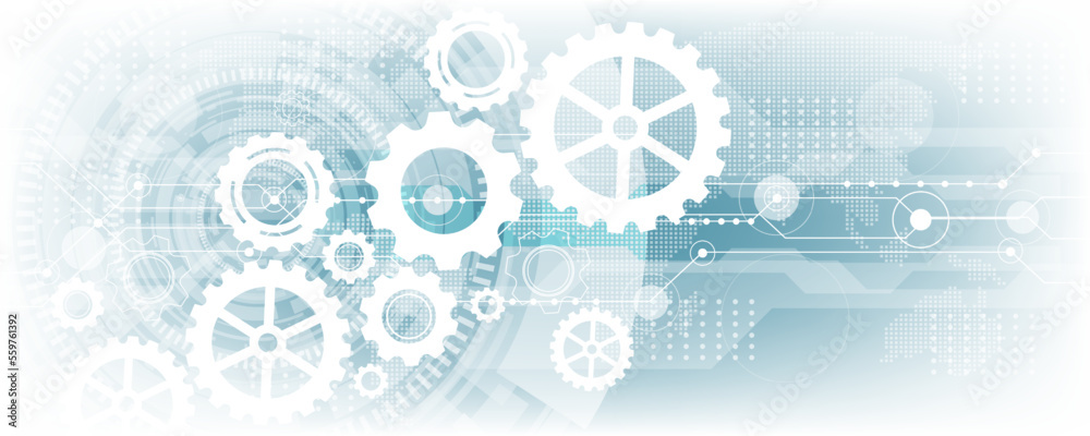 Wall mural futuristic technology mechanism cog line abstract background image