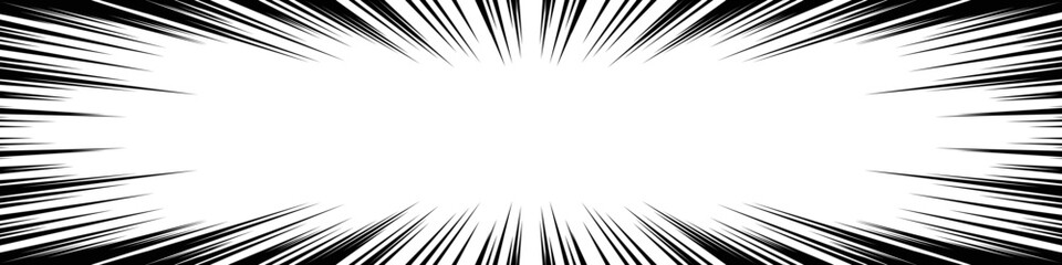 横に長い長方形の漫画風の集中線の素材