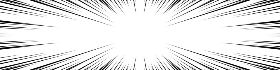 横に長い長方形の漫画風の集中線の素材