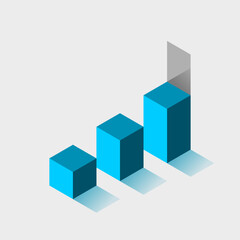 Obraz premium Blue stairs with an open door. Chance and opportunity concept. Steps toward achievement. Staircase to personal development. Infographic design element with three steps. Vector illustration, isometric