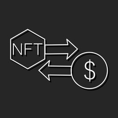 NFT coin line icon, unique token and blockchain, non fungible token vector icon, vector graphics, editable stroke outline sign