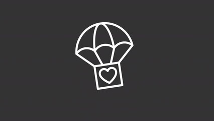 Animated aid white line icon. Disaster relief. Charitable, humanitarian program. Welfare. Seamless loop HD video with alpha channel on transparent background. Motion graphic design for night mode