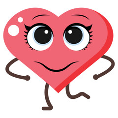 Cartoon heart character.  Cute love symbols with face