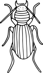 Hand drawn beetle icon in doodle style. Vector children's illustration for coloring.

