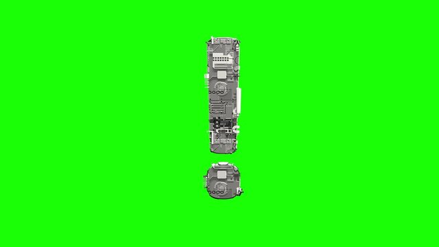 exclamation point - glowing innovation high tech cyber alphabet, isolated - loop video
