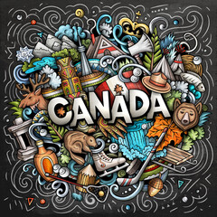 Canada cartoon doodle illustration. Funny Canadian design