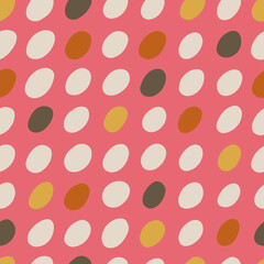 Fototapeta na wymiar Dots on beige seamless pattern. Seamless polka dots background.