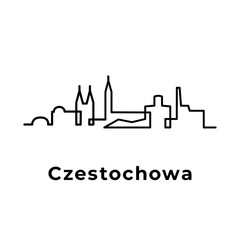 Czestochowa city Poland logo one line vector