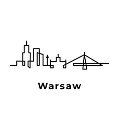 Warsaw city vector oneline