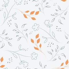 pretty botanical hand drawn seamless pattern and fabrics