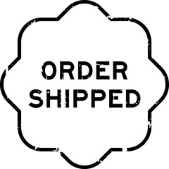 Grunge black order shipped word rubber seal stamp on white background