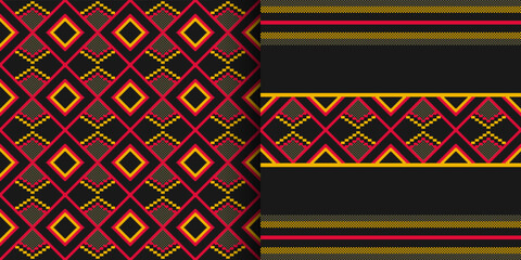 Textile fashion African print. Tribal seamless pattern. Cloth Kente. Geometric design. - obrazy, fototapety, plakaty