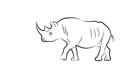 Silhouette vector illustration of standing rhinoceros Rhino view for logo Rhino Vector illustration. can be separated from the background