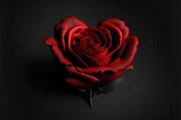 Red Rose on a black background. Generative AI.