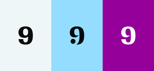 Set of number 9 minimal logo icon design template elements