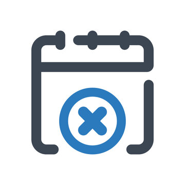 Cancel Calendar Icon - Vector Illustration . Cancel, Calendar, Schedule, Date, Time, Day, Month, Event, Appointment, Line, Outline, Icons .