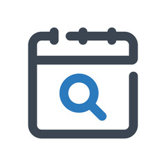 Search Calendar icon - vector illustration . Find, Search, Date, Day, Month, Calendar, Schedule, Event, appointment, time, line, outline, icons .