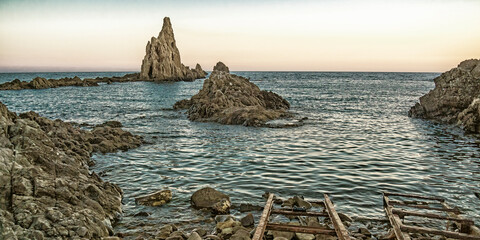 Las Sirenas Reef, Cala de las Sirenas, Cabo de Gata-Níjar Natural Park, UNESCO Biosphere Reserve, Hot Desert Climate Region, Almería, Andalucía, Spain, Europe