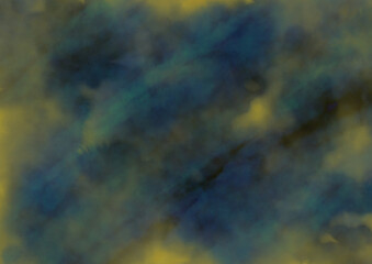 Fototapeta na wymiar 淀んだ紺色や黄色の水彩風の背景素材