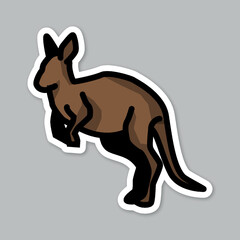 kangaroo, editable cartoon style sticker vector	