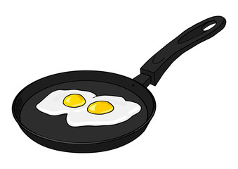 Pan with eggs pop art style PNG illustration with transparent background