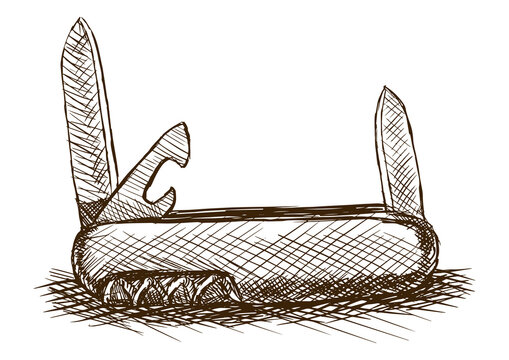 recommend clip art: Pocketknife hand drawn sketch style PNG illustration with transparent background