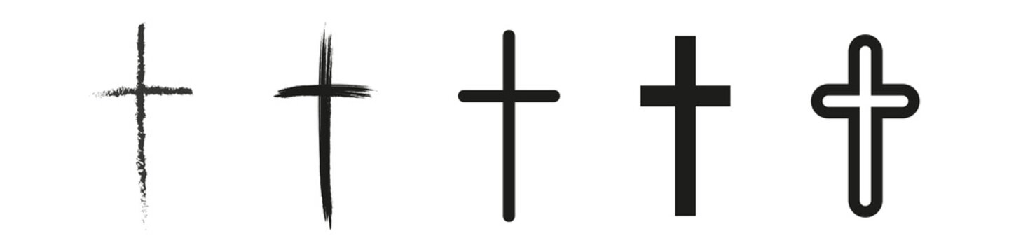 Cross, great religion logo for any purposes. Set of christian cross illustration.
