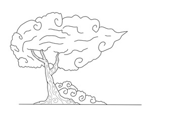 tree sketch illustration, coloring book design