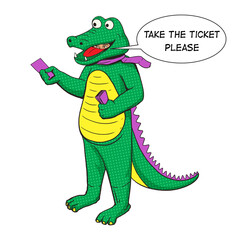 Man in crocodile suit pop art PNG illustration with transparent background